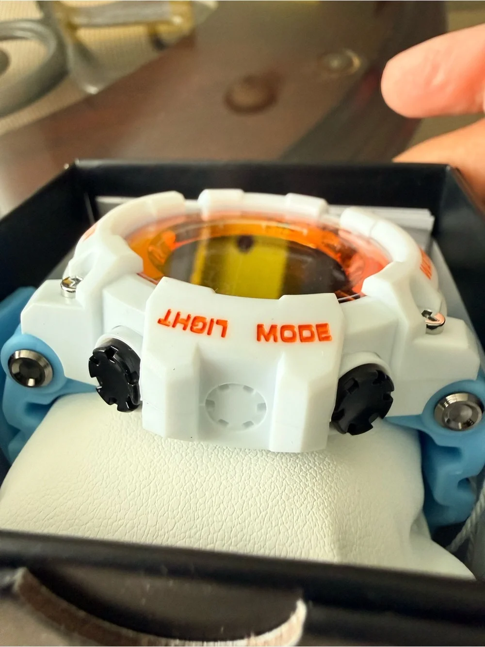Activa White and Light Blue Sport Digital Watch with Orange Accent